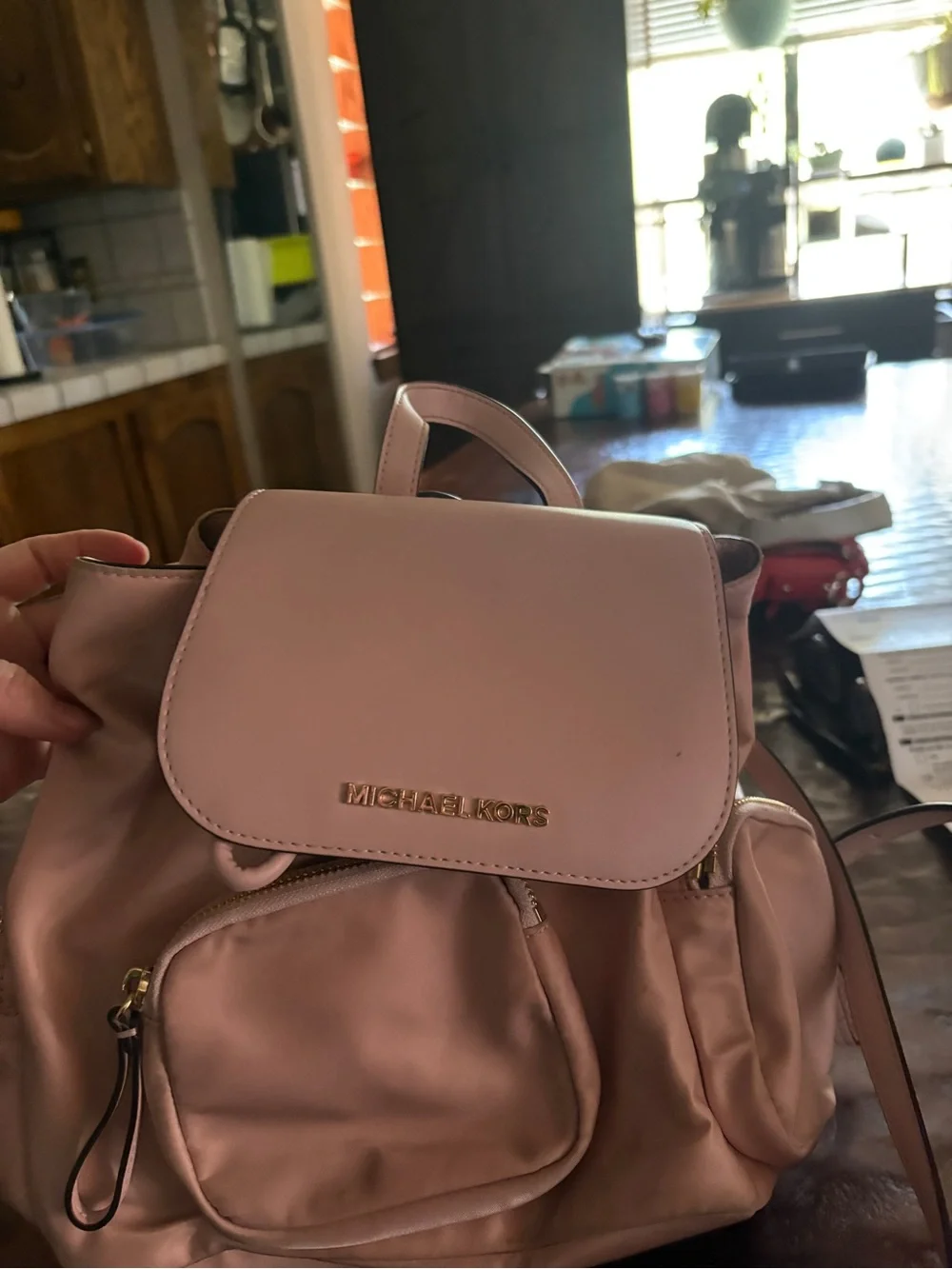Michael Kors Blush Pink Leather Backpack with Gold Hardware